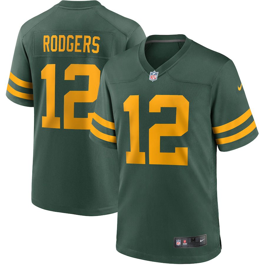 Men Green Bay Packers 12 Aaron Rodgers Nike Green Alternate Game Player NFL Jersey
